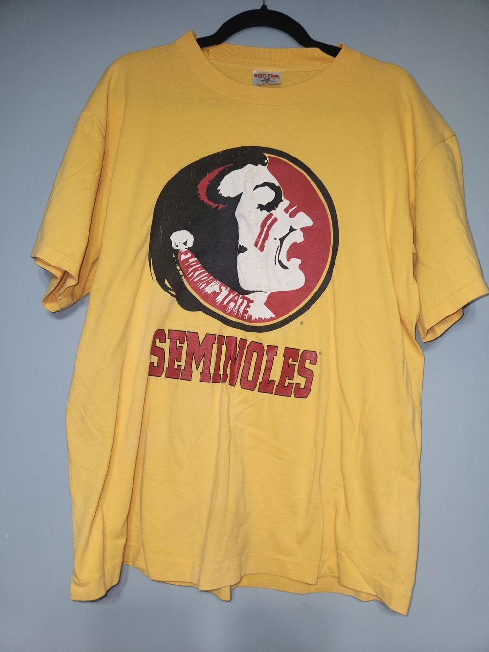 Sof Tee TeeJays Florida State Seminoles Yellow Shirt T-Shirt XL Vintage. Cotton.